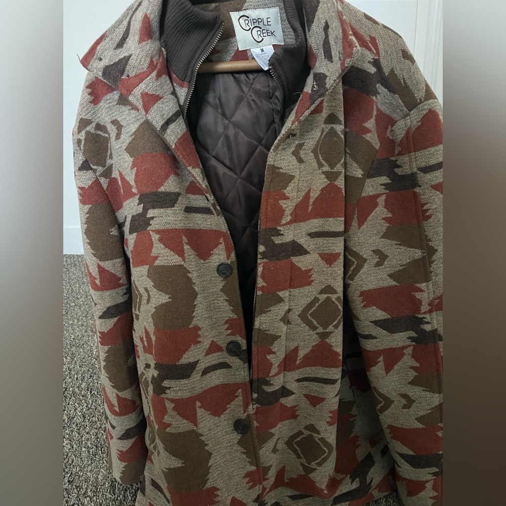 Ripple Creek Men's Geometric Jacket - Brown and Red
